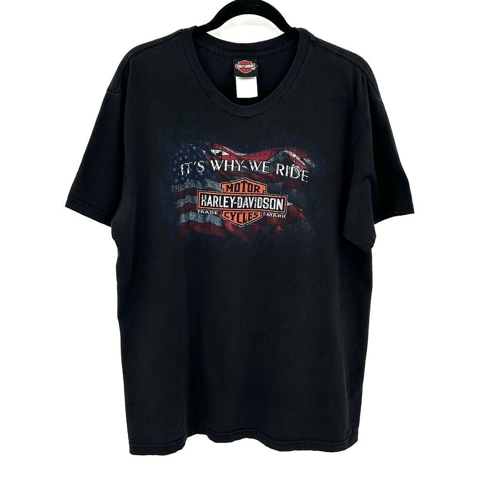 HARLEY DAVIDSON Motorcycle Black Why We Ride Vacaville California T-Shirt Large